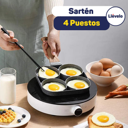 Sartén Antiadherente 4 Puestos: ¡Cocina sin Límites con Estilo y Fácil